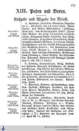 Beilagen: Ankunft und Abgang der Posten und Boten.