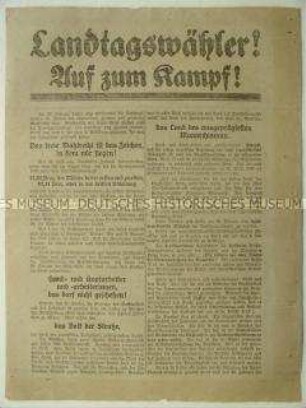 Wahlflugblatt der SPD zu den preußischen Landtagswahlen von 1921