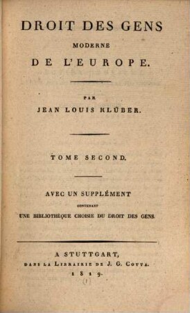 Droit des gens moderne de l'Europe, 2