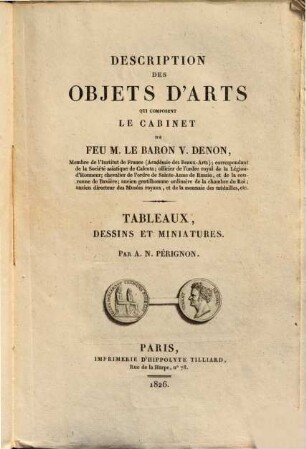 Tableaux, dessins et miniatures