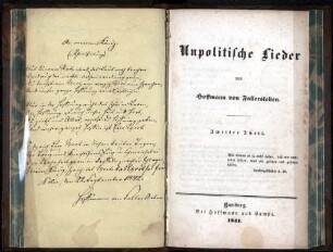 013 Hoffmann von Fallersleben: Unpolitische Lieder