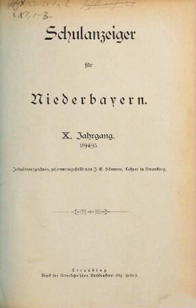 Schulanzeiger für Niederbayern. 10. 1894/95