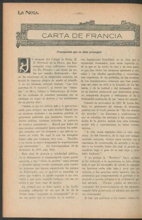 Carta de Francia : Propaganda que se debe proseguir