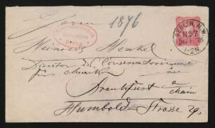 Briefumschlag an Heinrich Henkel : 26.11.1876