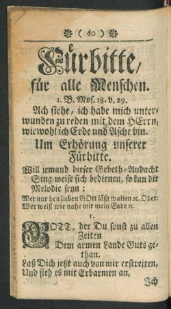 Fürbitte, für alle Menschen