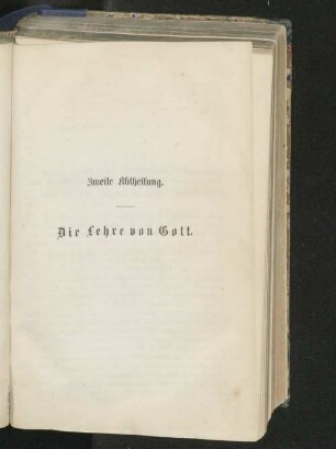 Zweite Abtheilung. Die Lehre von Gott.