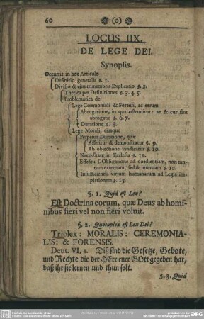 Locus IIX. De Lege Dei