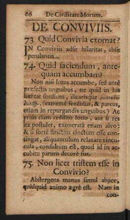 De Conviviis = Von Gastereyen oder Mahlzeiten