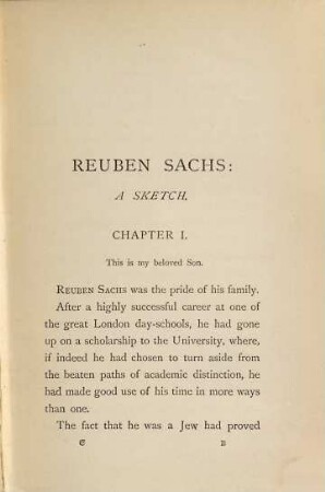 Reuben Sachs A Sketch