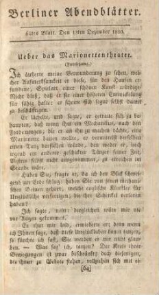 64tes Blatt. Den 13ten Dezember 1810.