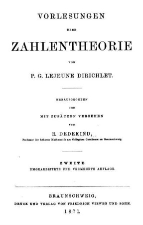 Vorlesungen über Zahlentheorie