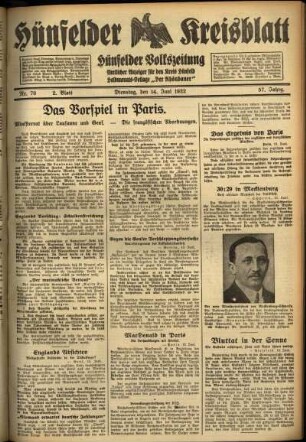 Zweite Ausgabe vom Dienstag, den 14. Juni 1932.