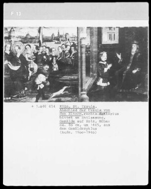 Ursulalegende: Abschied der Ursula von den Eltern, Ätherius bittet um Entlassung