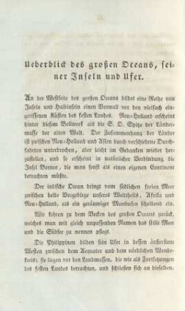 Ueberblick des großen Oceans, seiner Inseln und Ufer