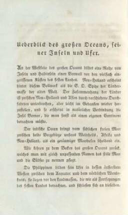 Ueberblick des großen Oceans, seiner Inseln und Ufer