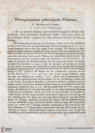 Hinzugekommene pathologische Präparate