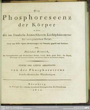 5: Abhandlung von der Phosphorescenz durch chemische Mischungen