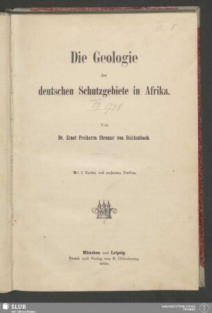 Die Geologie der deutschen Schutzgebiete in Afrika