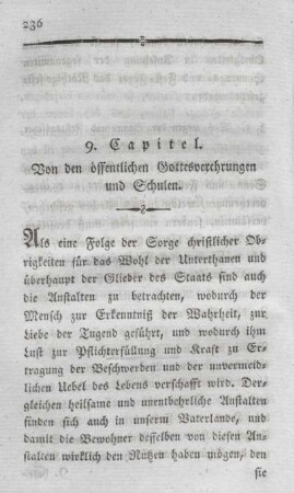 9. Capitel. Von den öffentlichen Gottesverehrungen und Schulen.