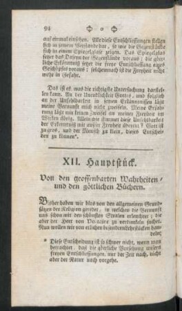 XII. Hauptstück. Von den geoffenbarten Wahrheiten / und den göttlichen Büchern