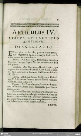 Articulus IV. Status Et Partitio Quaestionis