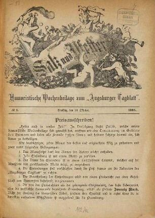Salz und Pfeffer : humoristische Wochenbeilage zum "Augsburger Tagblatt". 1885, Nr. 1 - 11