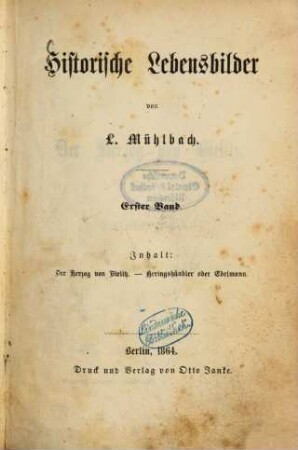 Historische Lebensbilder von L. Mühlbach, 1