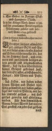 7. Ein Gebet in Kriegs- Pest- und Hungers-Noth, ...
