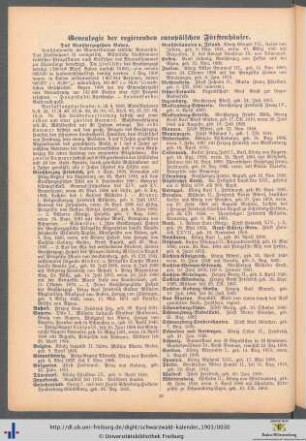 Genealogie der regierenden europäischen Fürstenhäuser.