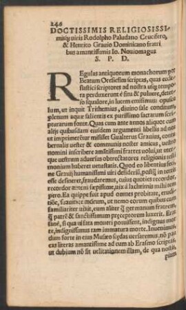 Doctissimis ... viris Rudolpho Paludano Crucifero, & Henrico Gravio Dominicano fratribus amantissimis Io. Noviomagus S. P. D.