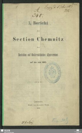 1.1882(1883): Bericht der Section Chemnitz des Deutschen und Oesterreichischen Alpenvereins : auf das Jahr ...