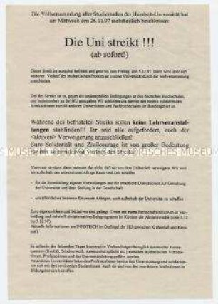 Streikaufruf der Studenten der Humboldt-Universität
