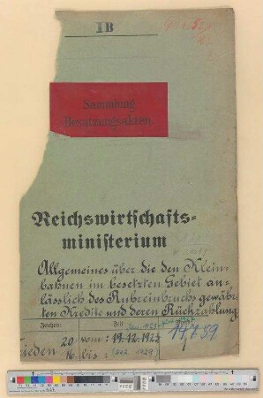 Gewährte Kredite an Kleinbahnen im besetzten Gebiet anlässlich des Ruhreinbruchs