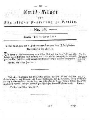 No. 23, 30. Juni 1819