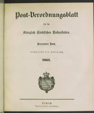 13.1861: Post-Verordnungsblatt für die Königlich Sächsischen Postanstalten