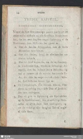 Tredie Kapitel. Historiske Mindesmaerker