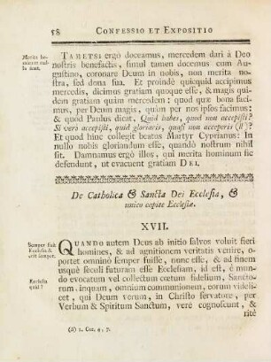 De Catholica & Sancta Dei Ecclesia, & unico capite Ecclesiæ. XVII.
