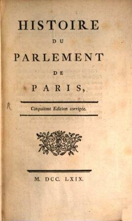 Histoire Du Parlement De Paris