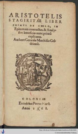 ARISTOTELIS STAGIRITAE LIBER PRIMUS DE COELO