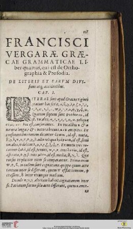 Francisci Vergarae Graecae Grammaticae Liber quartus, qui est de Orthographia & Prosodia