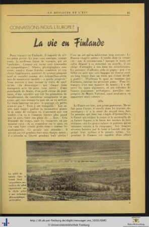 La vie en Finlande.
