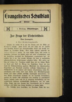 Zur Frage der Einheitsschule