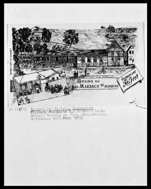 Postkarte mit dem Gasthaus Jost in Marburg