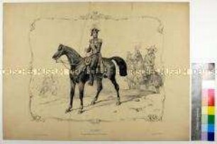 Porträt des Albert Prinz von Sachsen-Coburg und Gotha zu Pferde während eines Militärmanövers
