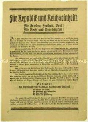 Aufruf des Deutschen Republikanischen Reichsbundes zur Reichstagswahl am 4. Mai 1924