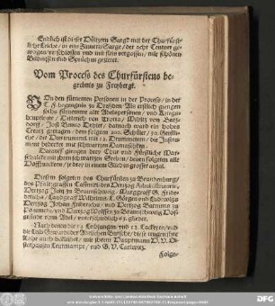 Vom Process des Churfürstens begrebnis zu Freybergk.