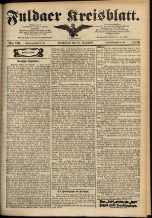 Dritte Ausgabe vom Samstag, den 10. Dezember 1904.
