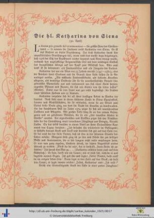 Die hl. Katharina von Siena.