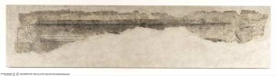 Fragment eines Grisaille-Wandbildes mit Architrav und darunter laufendem Palmettenfries zwischen ionischen Kapitellen