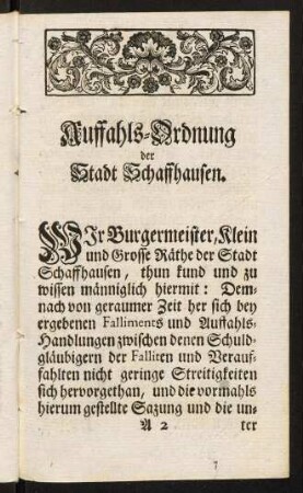 3-32, Auffahls-Ordnung der Stadt Schaffhausen.